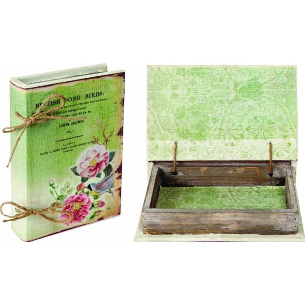 Vintage British Songbirds Flower Market Wood Book Box Secret Storage Manual